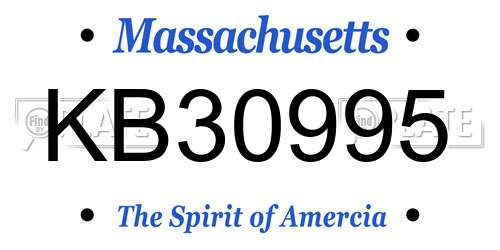 KB30995 Massachusetts License Plate