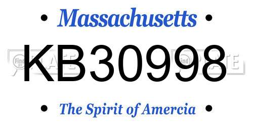 KB30998 Massachusetts License Plate