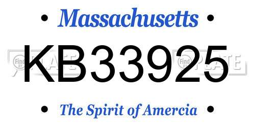 KB33925 Massachusetts License Plate