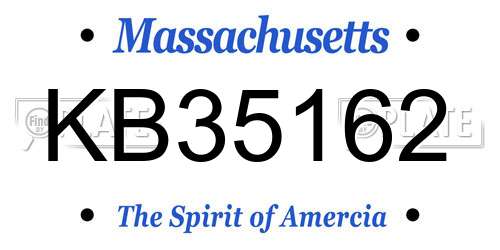 KB35162 Massachusetts License Plate