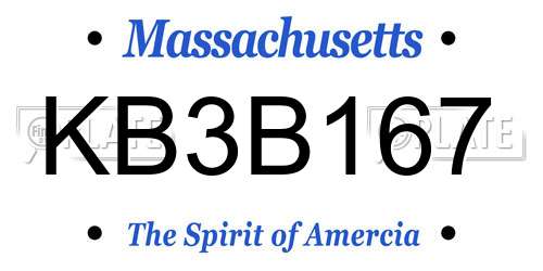 KB3B167 Massachusetts License Plate