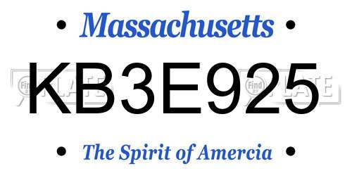 KB3E925 Massachusetts License Plate