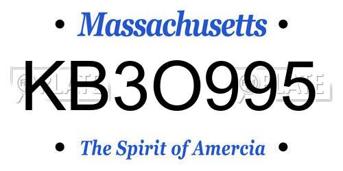 KB3O995 Massachusetts License Plate