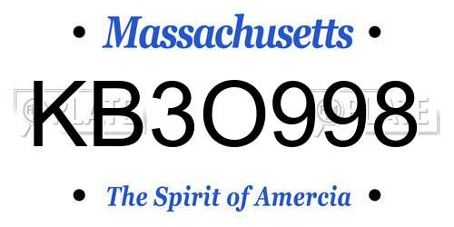 KB3O998 Massachusetts License Plate