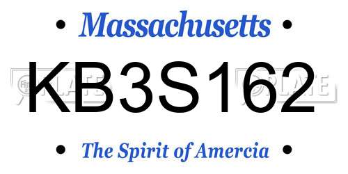 KB3S162 Massachusetts License Plate