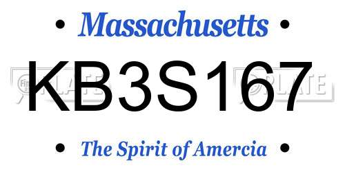 KB3S167 Massachusetts License Plate