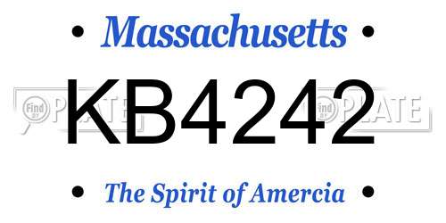 KB4242 Massachusetts License Plate