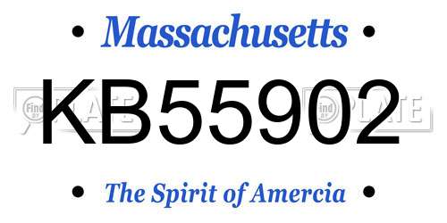 KB55902 Massachusetts License Plate