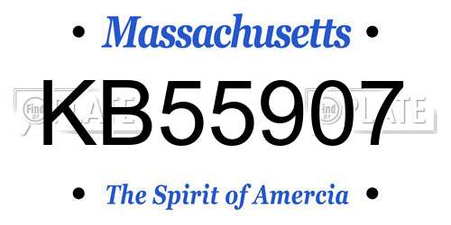 KB55907 Massachusetts License Plate