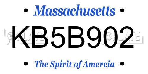 KB5B902 Massachusetts License Plate