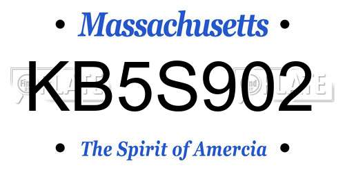 KB5S902 Massachusetts License Plate