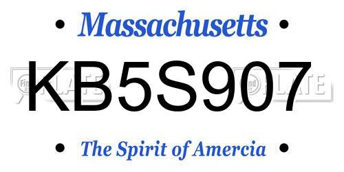 KB5S907 Massachusetts License Plate