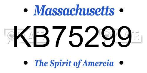 KB75299 Massachusetts License Plate