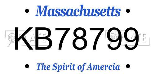 KB78799 Massachusetts License Plate