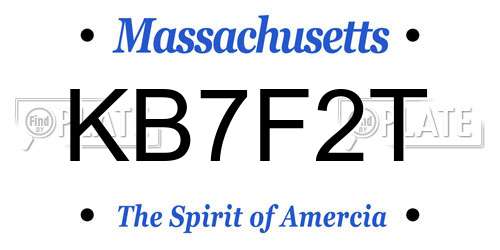 KB7F2T Massachusetts License Plate