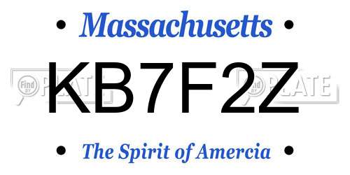 KB7F2Z Massachusetts License Plate