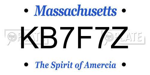 KB7F7Z Massachusetts License Plate