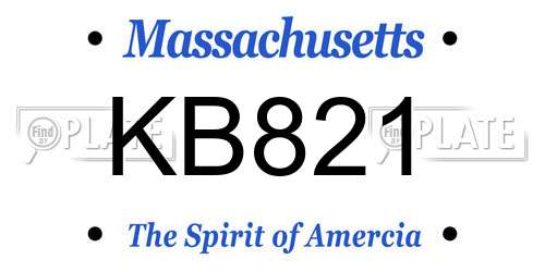 KB821 Massachusetts License Plate