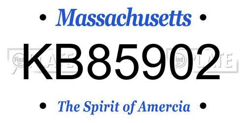 KB85902 Massachusetts License Plate