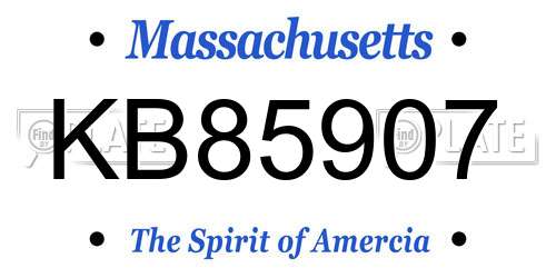 KB85907 Massachusetts License Plate