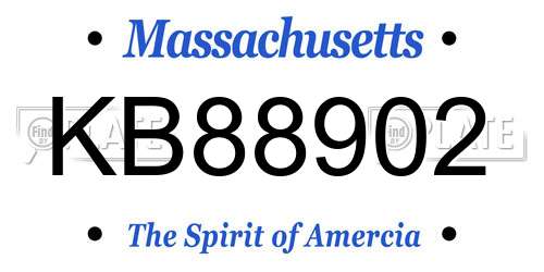 KB88902 Massachusetts License Plate