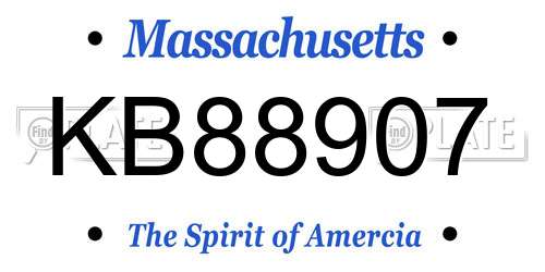 KB88907 Massachusetts License Plate