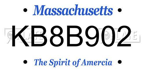 KB8B902 Massachusetts License Plate