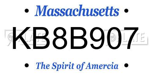 KB8B907 Massachusetts License Plate