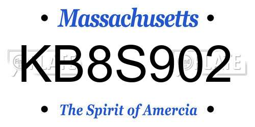 KB8S902 Massachusetts License Plate
