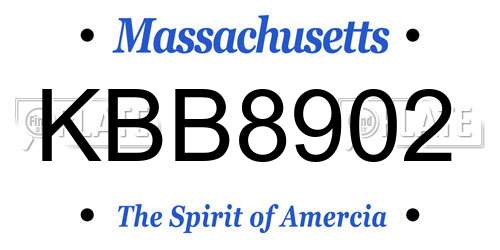 KBB8902 Massachusetts License Plate