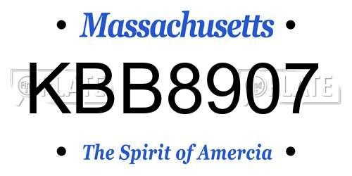 KBB8907 Massachusetts License Plate
