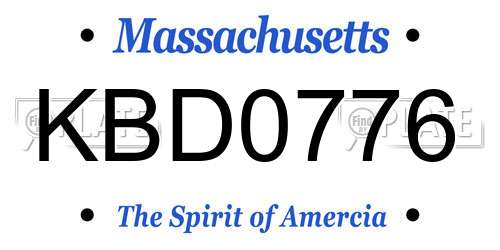 KBD0776 Massachusetts License Plate