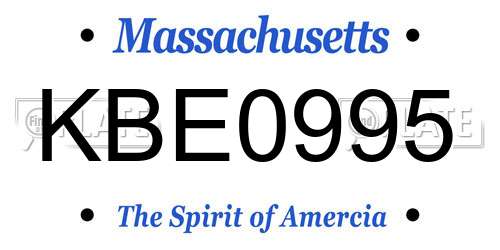 KBE0995 Massachusetts License Plate