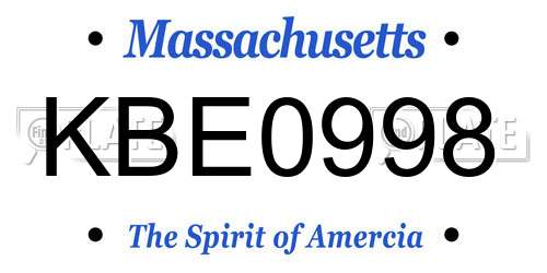 KBE0998 Massachusetts License Plate