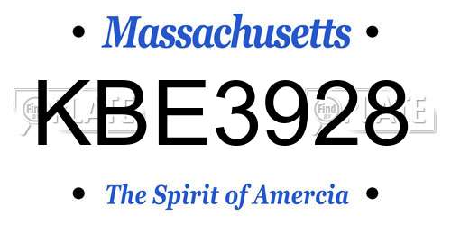 KBE3928 Massachusetts License Plate