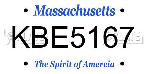 KBE5167 Massachusetts License Plate