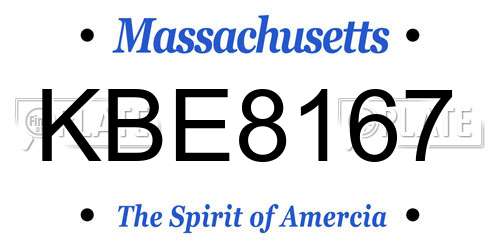KBE8167 Massachusetts License Plate