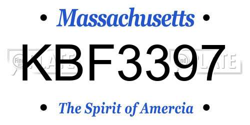 KBF3397 Massachusetts License Plate
