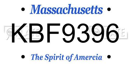 KBF9396 Massachusetts License Plate