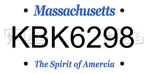 KBK6298 Massachusetts License Plate