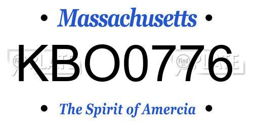 KBO0776 Massachusetts License Plate