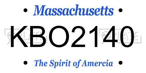 KBO2140 Massachusetts License Plate