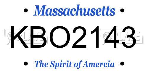 KBO2143 Massachusetts License Plate