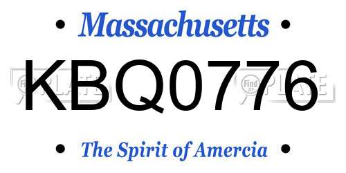 KBQ0776 Massachusetts License Plate