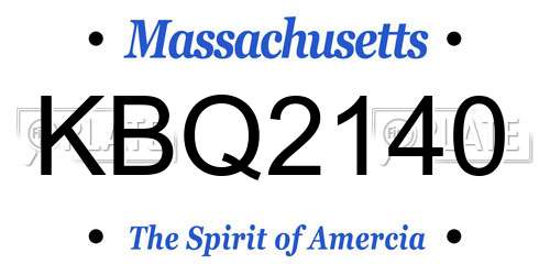KBQ2140 Massachusetts License Plate