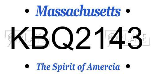 KBQ2143 Massachusetts License Plate
