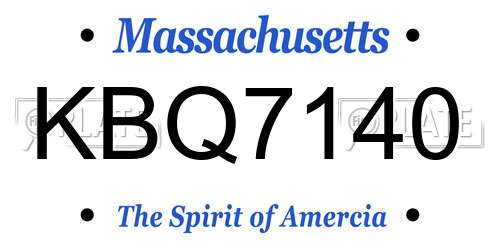 KBQ7140 Massachusetts License Plate