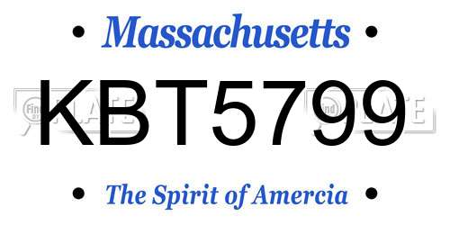 KBT5799 Massachusetts License Plate