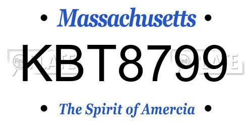 KBT8799 Massachusetts License Plate