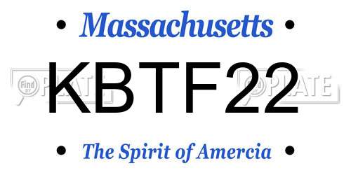KBTF22 Massachusetts License Plate